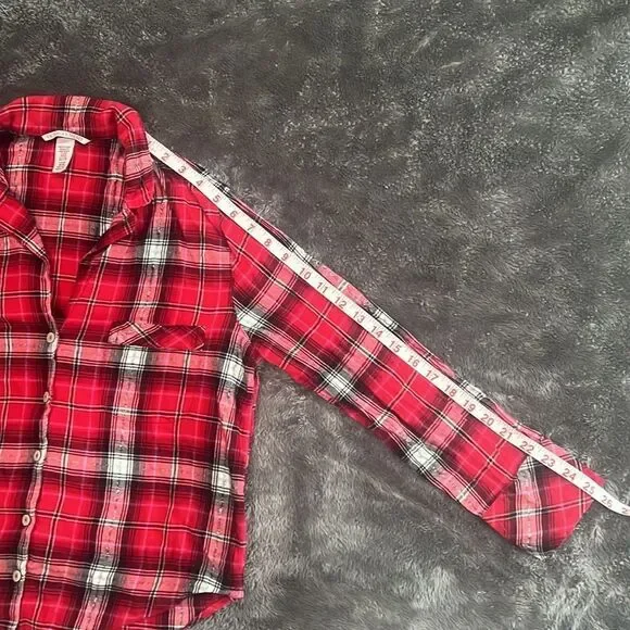 62. Size S Victoria’s Secret Paid flannel button down night shirt - Picture 7 of 9